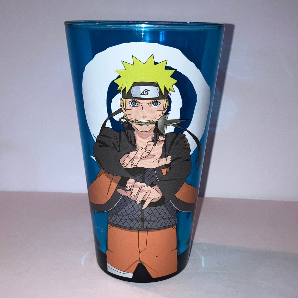 Naruto Ninja Anime Character Manga Series  on Vibrant‎ Blue Glass Collector
